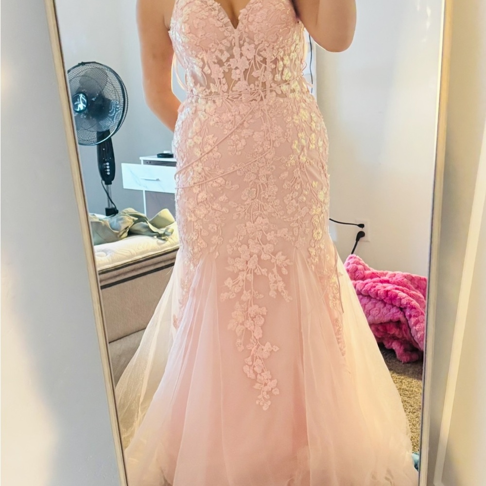 Elegant Pink Lace Gown